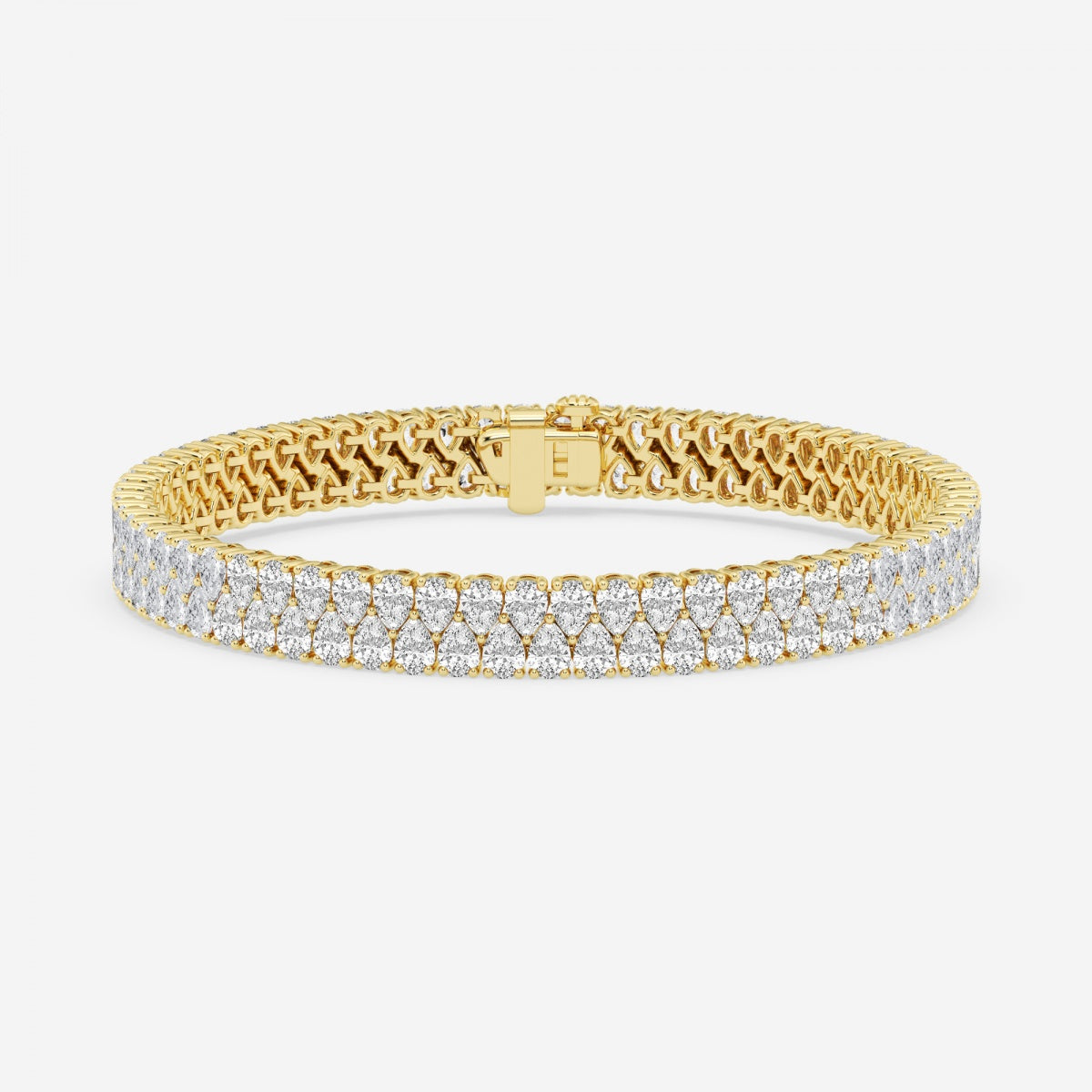 Pear Moissanite Double Row Interlocking Fashion Bracelet