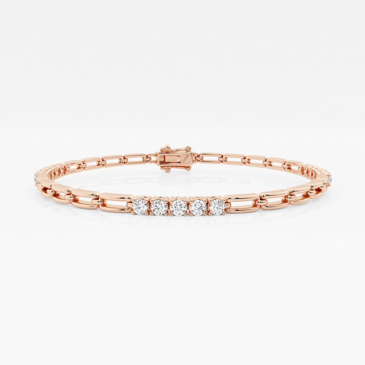 Round Moissanite Paper Clip Fashion Bracelet
