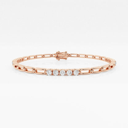 Round Moissanite Paper Clip Fashion Bracelet