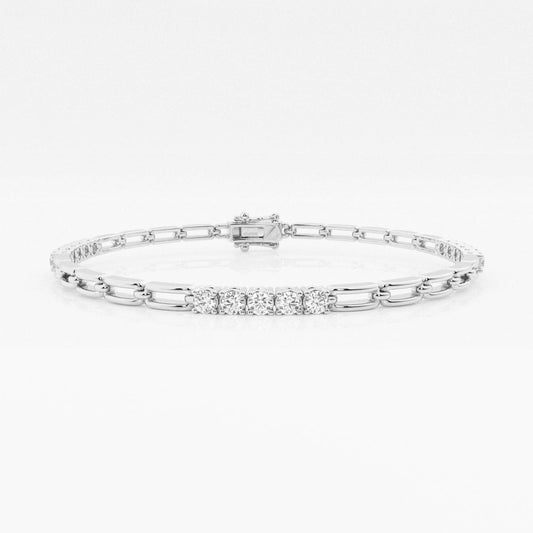 Round Moissanite Paper Clip Fashion Bracelet