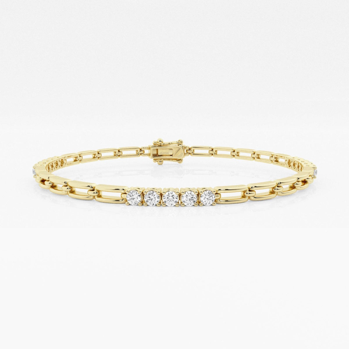 Round Moissanite Paper Clip Fashion Bracelet
