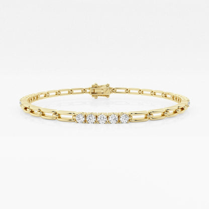 Round Moissanite Paper Clip Fashion Bracelet