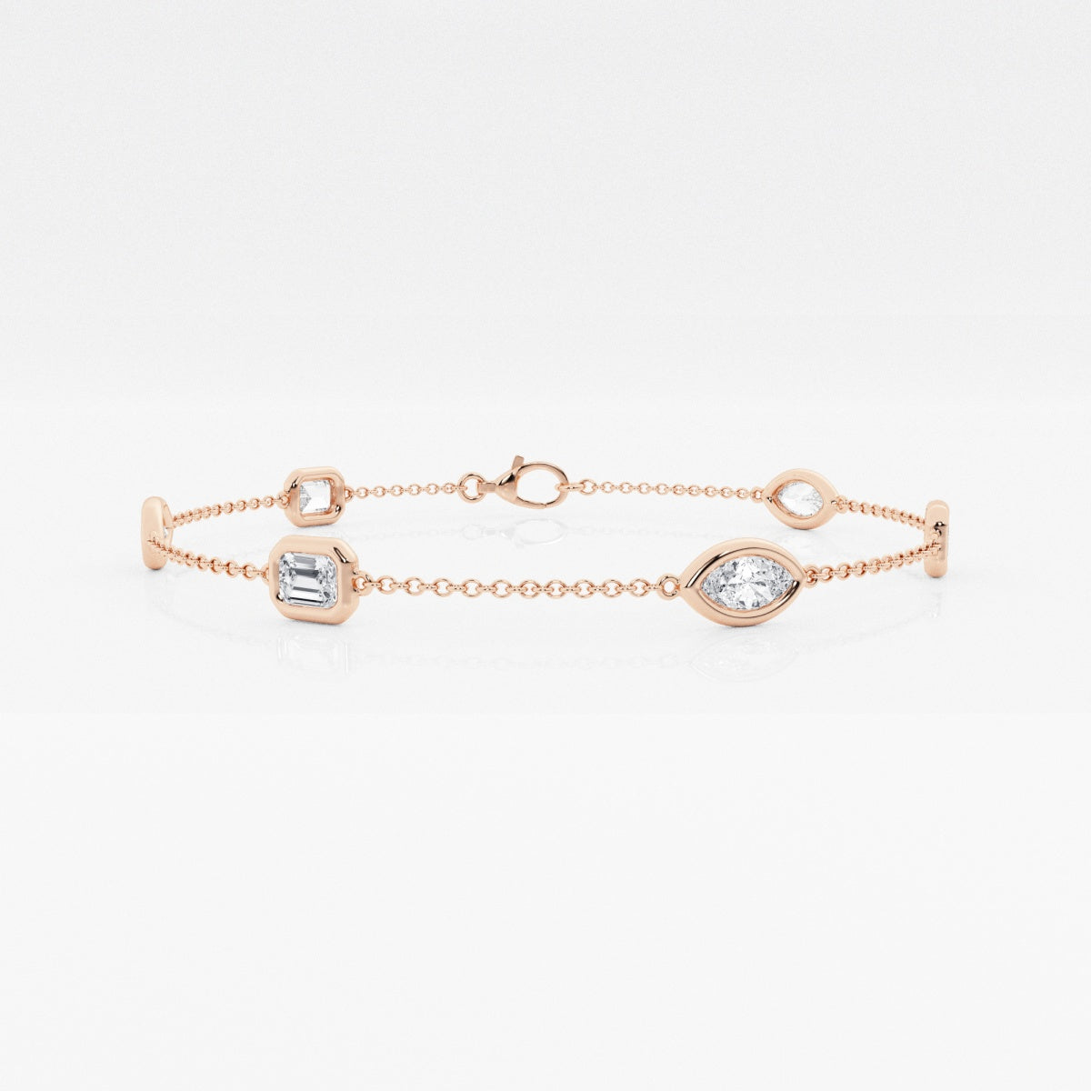 Emerald & Marquise Moissanite Station Chain Bracelet – view 4
