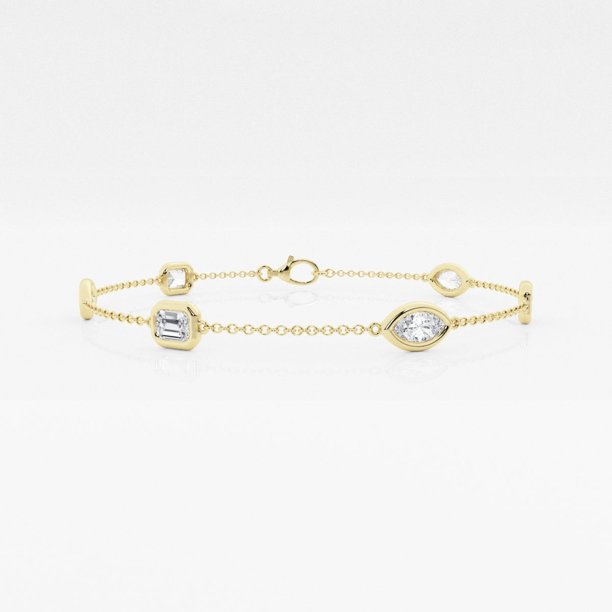 Emerald & Marquise Moissanite Station Chain Bracelet – view 2