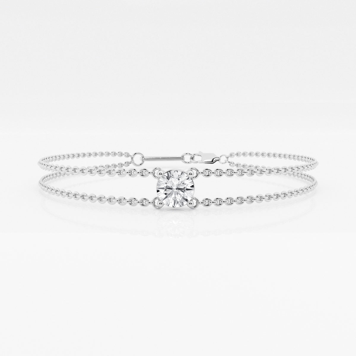 Round Moissanite Single Stone Double Chain Bracelet