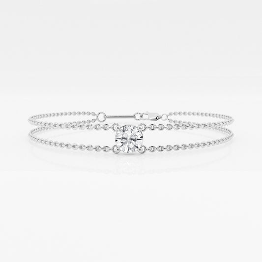 Round Moissanite Single Stone Double Chain Bracelet Chain Bracelet
