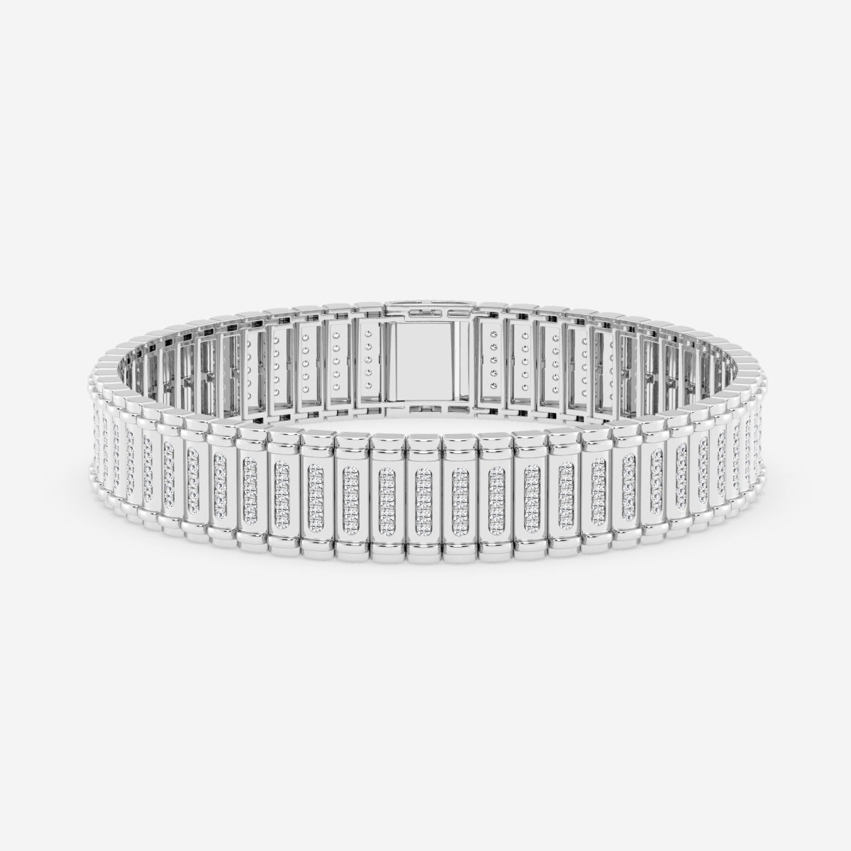 Round Moissanite Railroad Fashion Bracelet – view 2