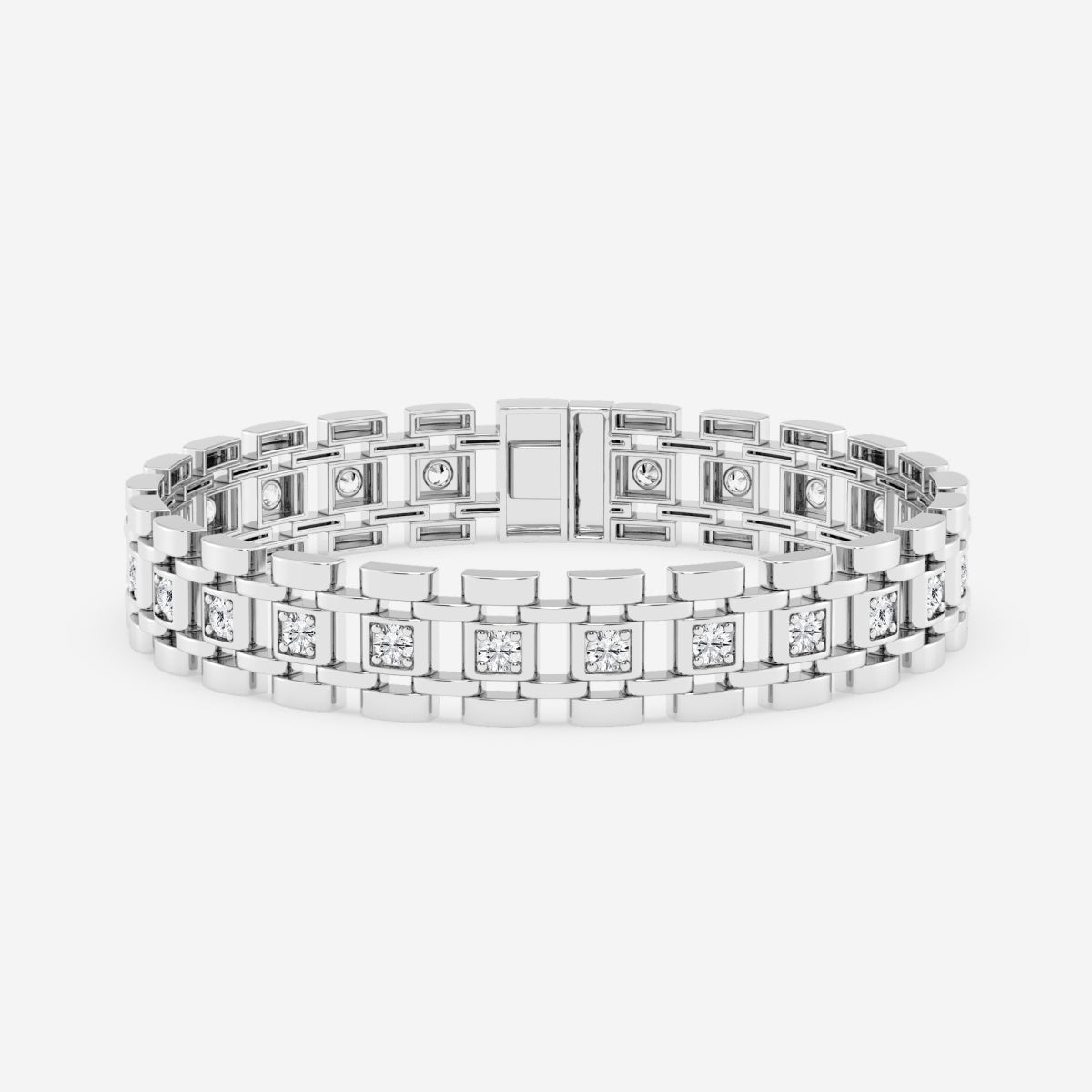 Round Moissanite Railroad Fashion Bracelet