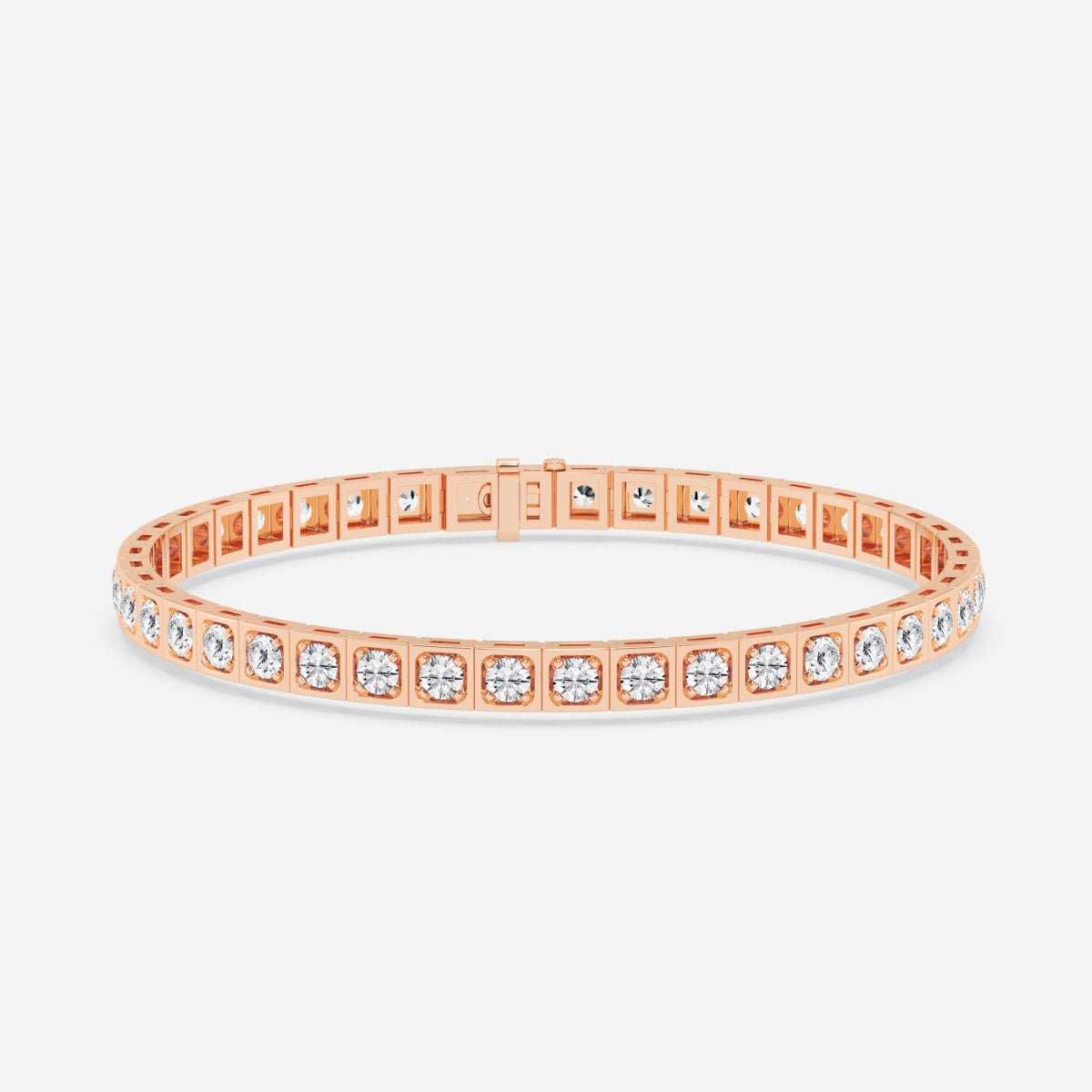 Round Moissanite Square Bezel Tennis Bracelet – view 3