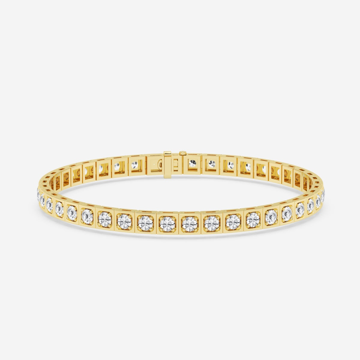 Round Moissanite Square Bezel Tennis Bracelet – view 2
