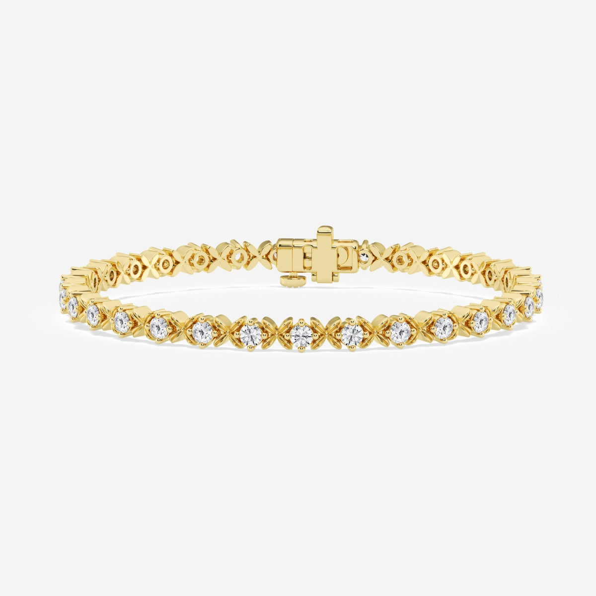 Round Moissanite Beveled X Tennis Bracelet