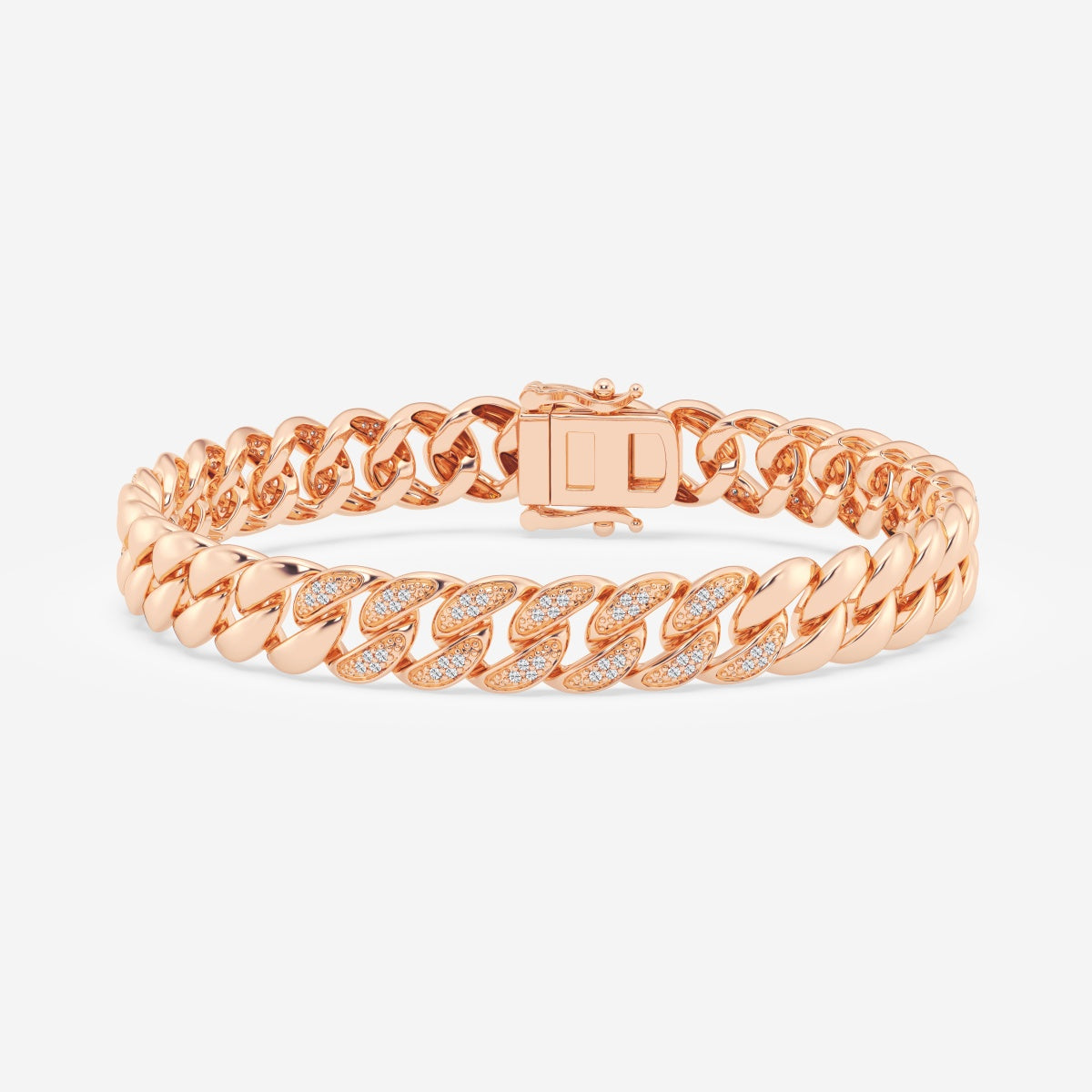 Half-Pavé Cuban Link Bracelet