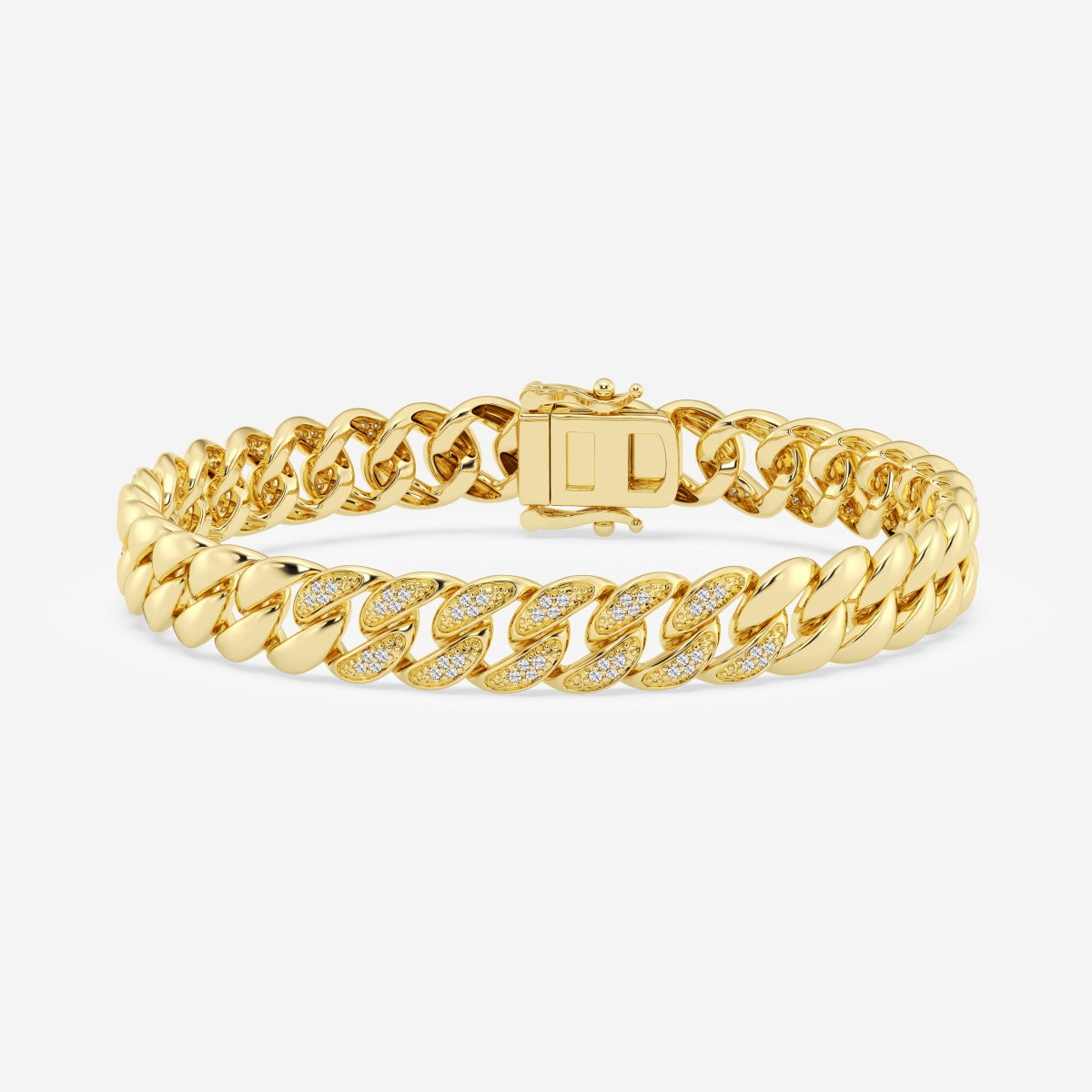 Half-Pavé Cuban Link Bracelet – view 3