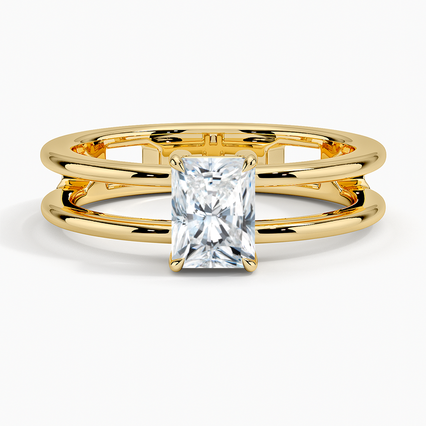 3.5 Carat Radiant Cut Hidden High Halo with Double Solitaire Band – view 2