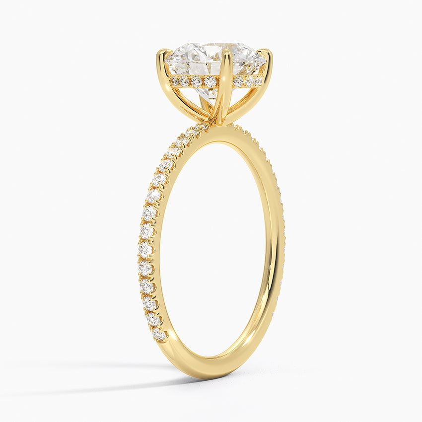 3 Carat Round Cut Hidden Low Halo Engagement Ring with Micro Pavé Band – view 5