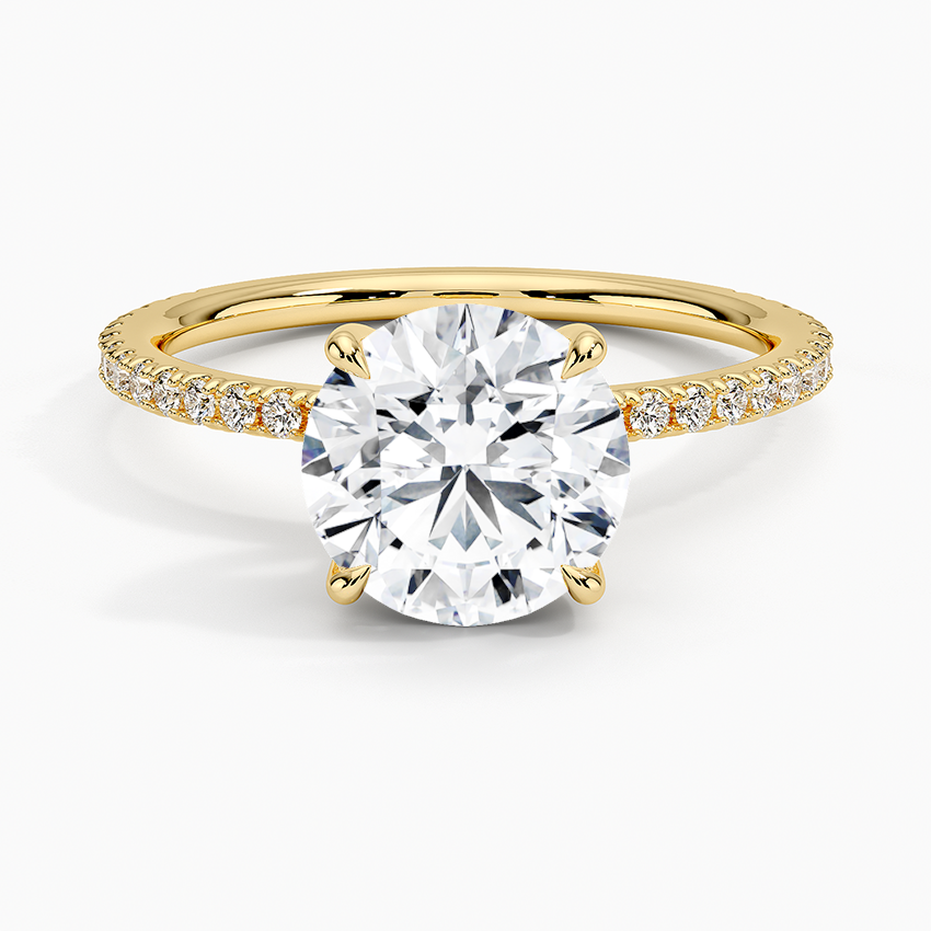 3 Carat Round Cut Hidden Low Halo Engagement Ring with Micro Pavé Band – view 2