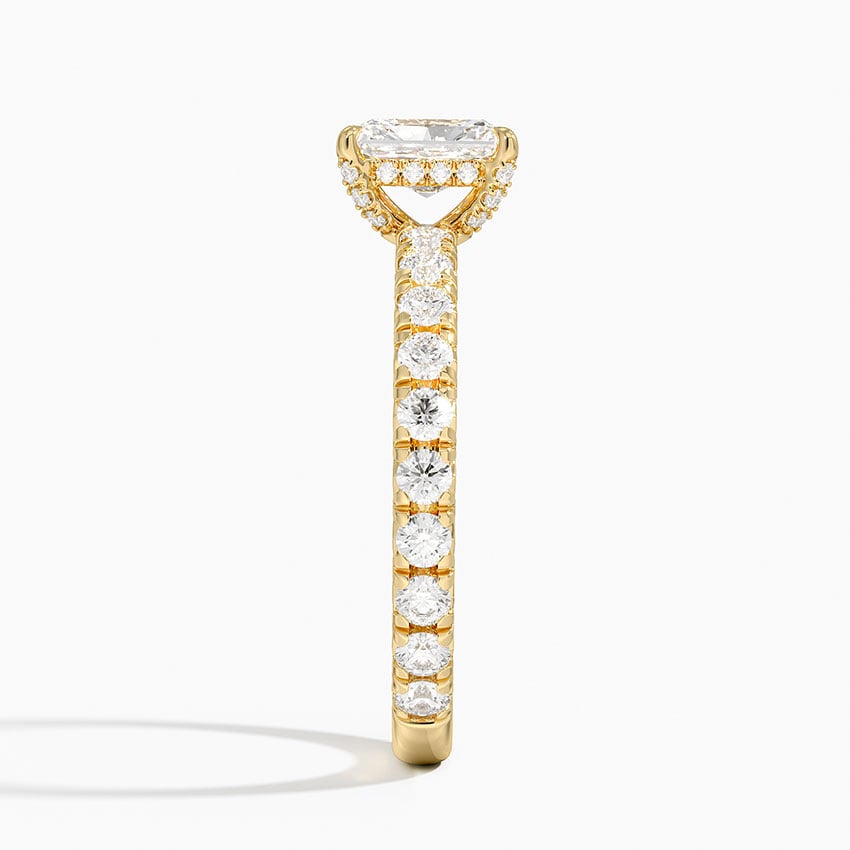 3 CT Emerald Cut with Hidden Halo and Pavé Setting – view 3