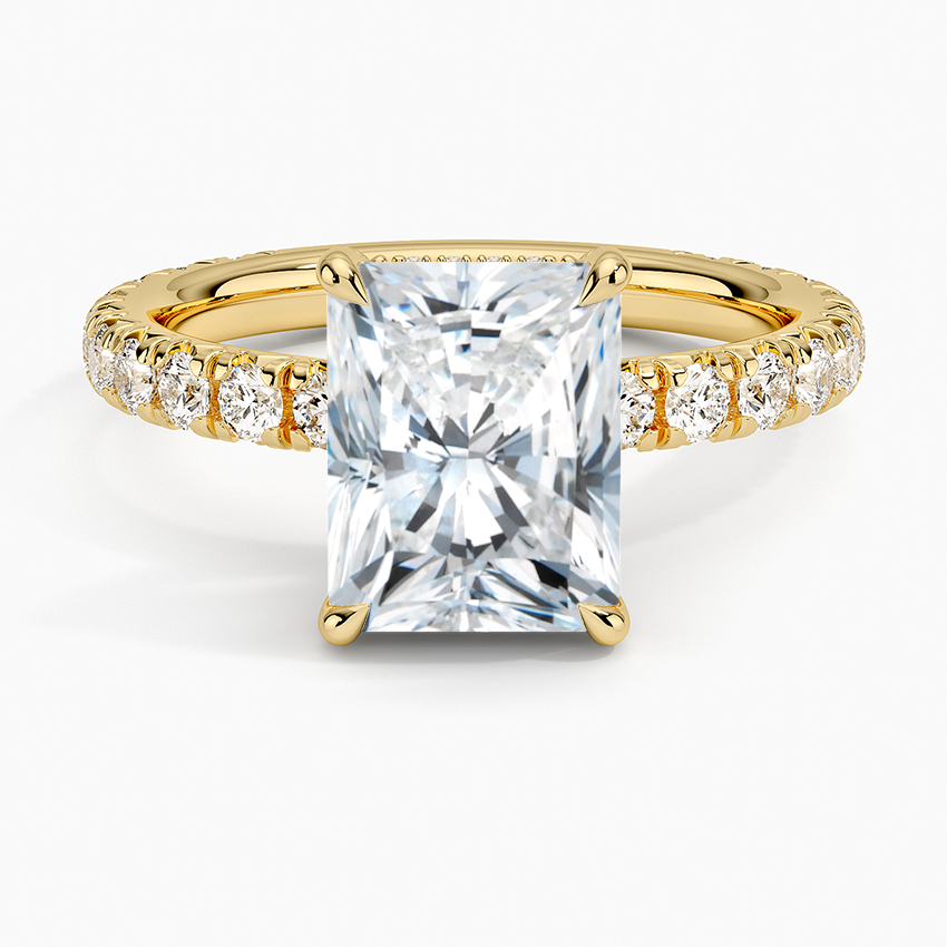 3 CT Emerald Cut with Hidden Halo and Pavé Setting – view 2