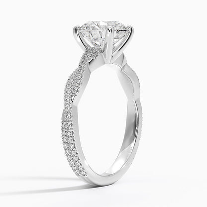 3 Carat Round Cut with Twisted Pave Setting