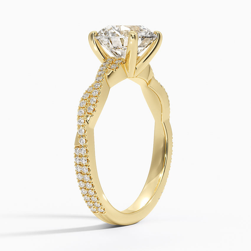 3 Carat Round Cut with Twisted Pavé Setting – view 3