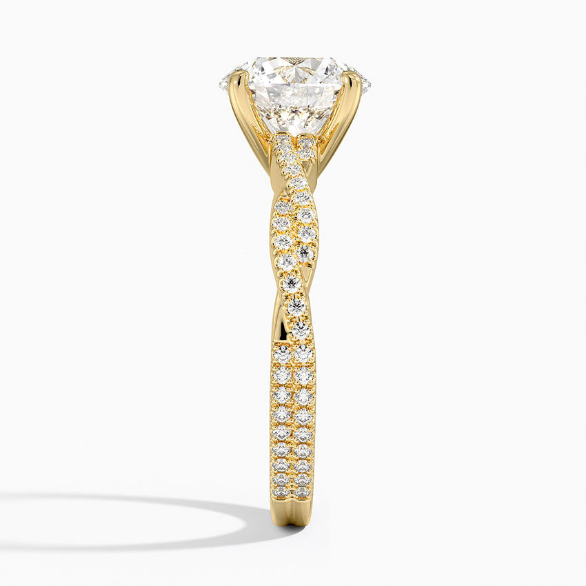 3 Carat Round Cut with Twisted Pavé Setting – view 6