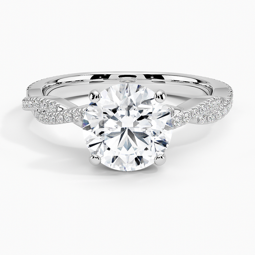 3 Carat Round Cut with Twisted Pavé Setting