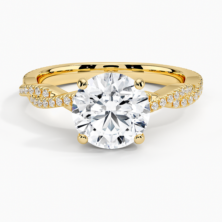 3 Carat Round Cut with Twisted Pavé Setting – view 2