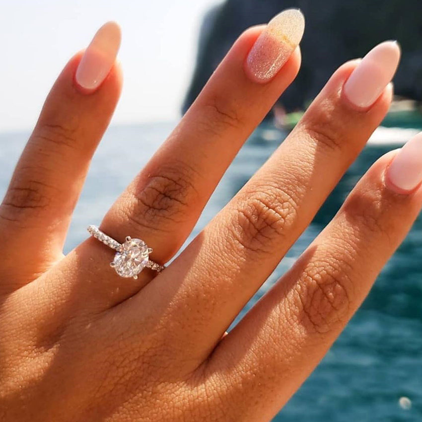 3 Carat Round Cut Ring with Half Infinity Prong Setting – view 9