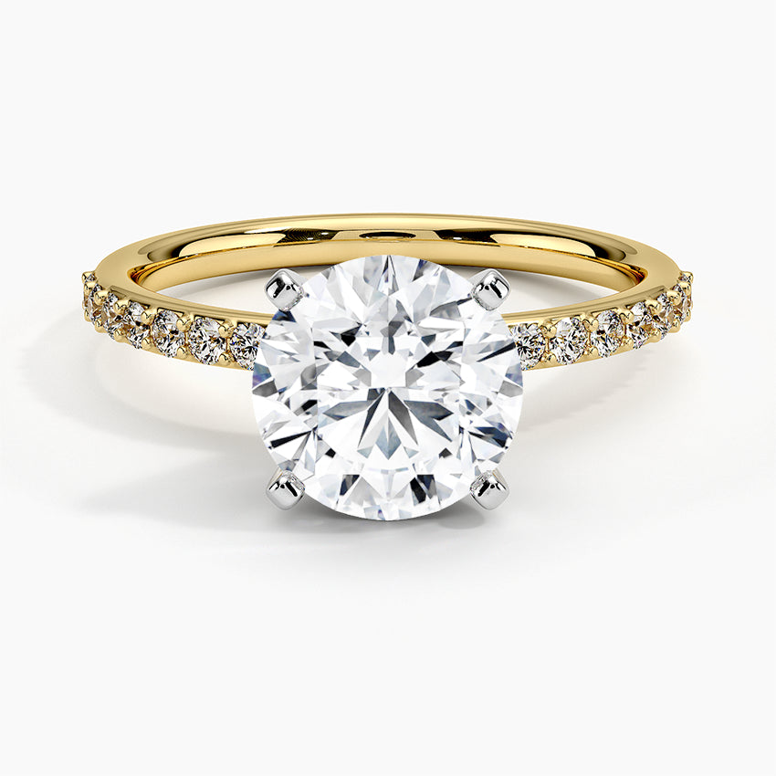 3 Carat Round Cut Ring with Half Infinity Prong Setting – view 2