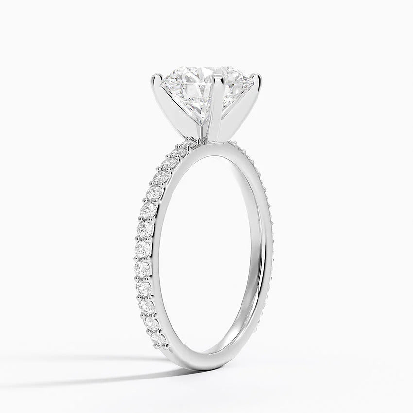 3 Carat Round Cut Lab Diamond Engagement Ring with Micro Pavé Band – view 3