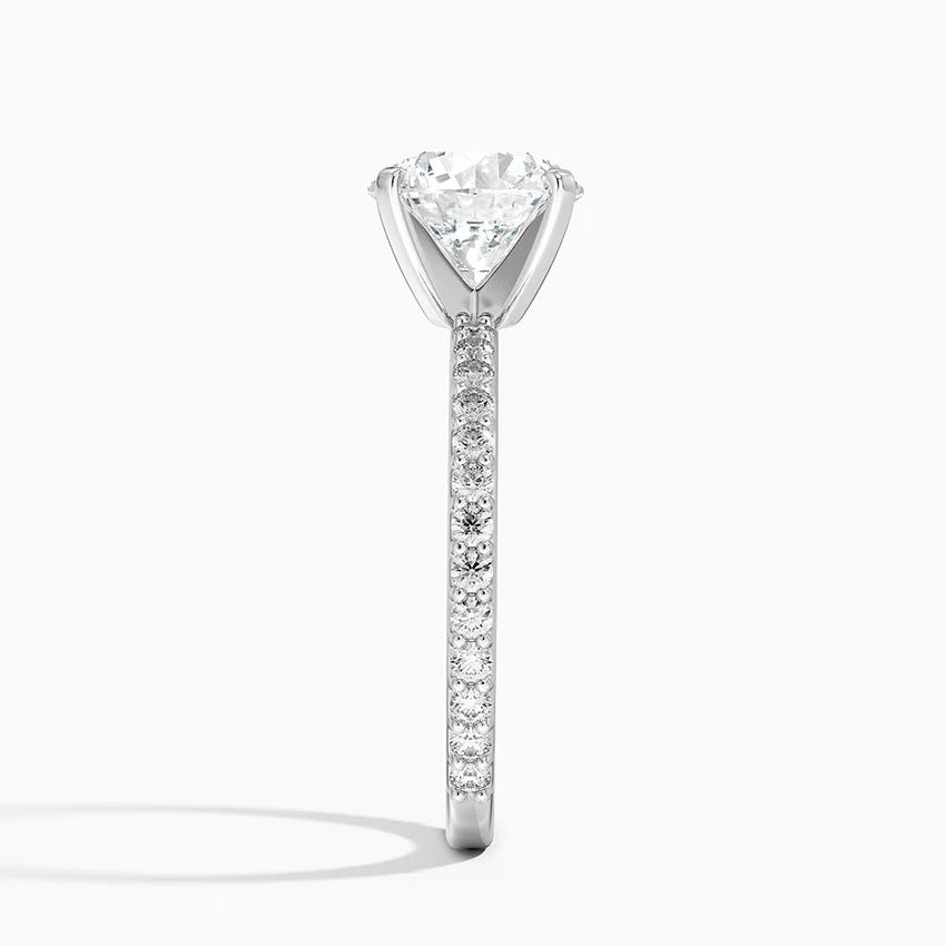 3 Carat Round Cut Lab Diamond Engagement Ring with Micro Pavé Band – view 4