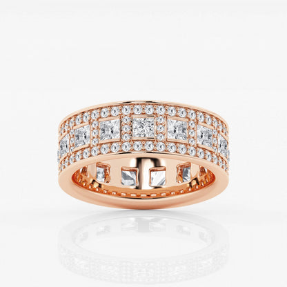 Princess and Round Moissanite Wide Eternity Band - 7mm Width