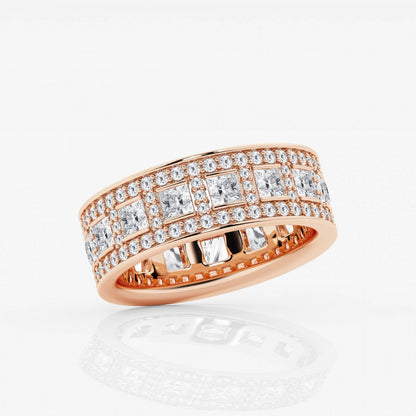 Princess and Round Moissanite Wide Eternity Band - 7mm Width
