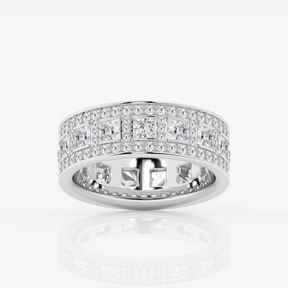 Princess and Round Moissanite Wide Eternity Band - 7mm Width