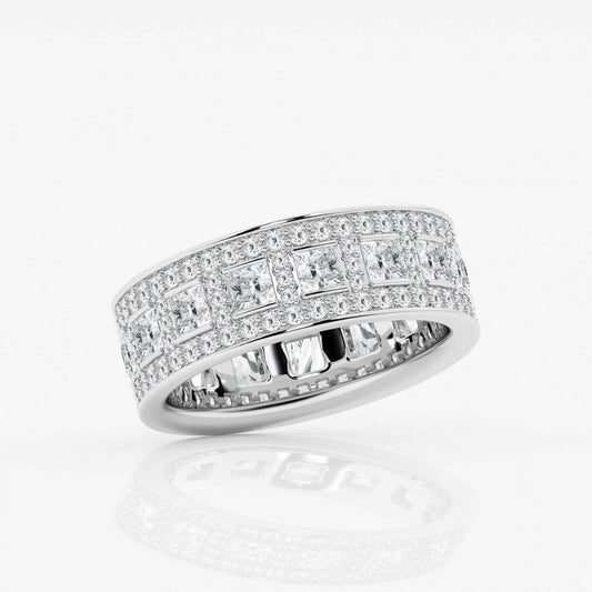Princess and Round Moissanite Wide Eternity Band - 7mm Width