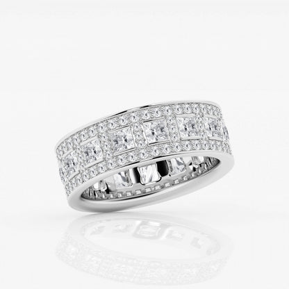 Princess and Round Moissanite Wide Eternity Band - 7mm Width