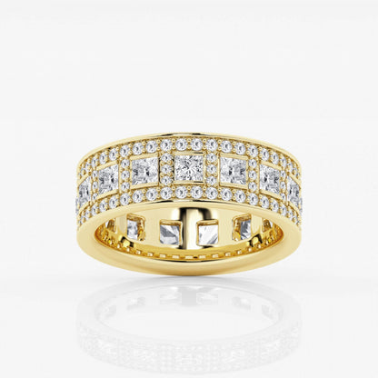 Princess and Round Moissanite Wide Eternity Band - 7mm Width
