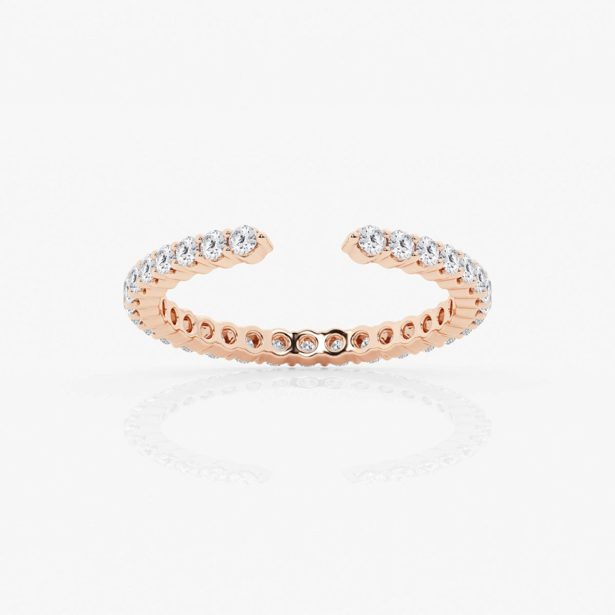 Round Moissanite Prong Set Open Wedding Band – view 5