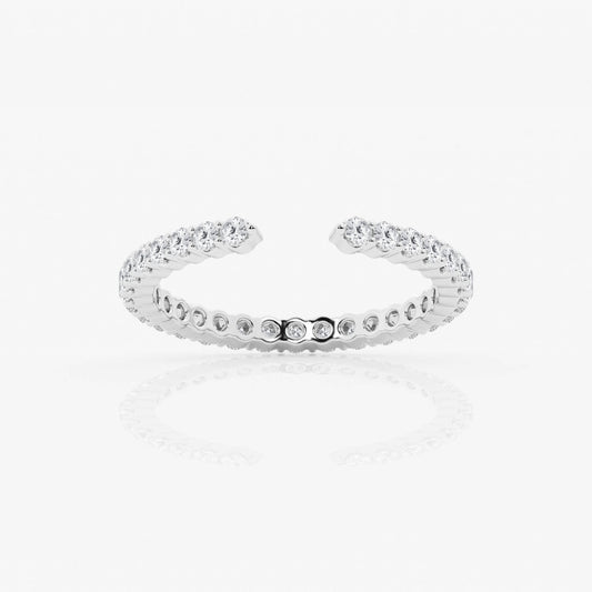 Round Moissanite Prong Set Open Wedding Band