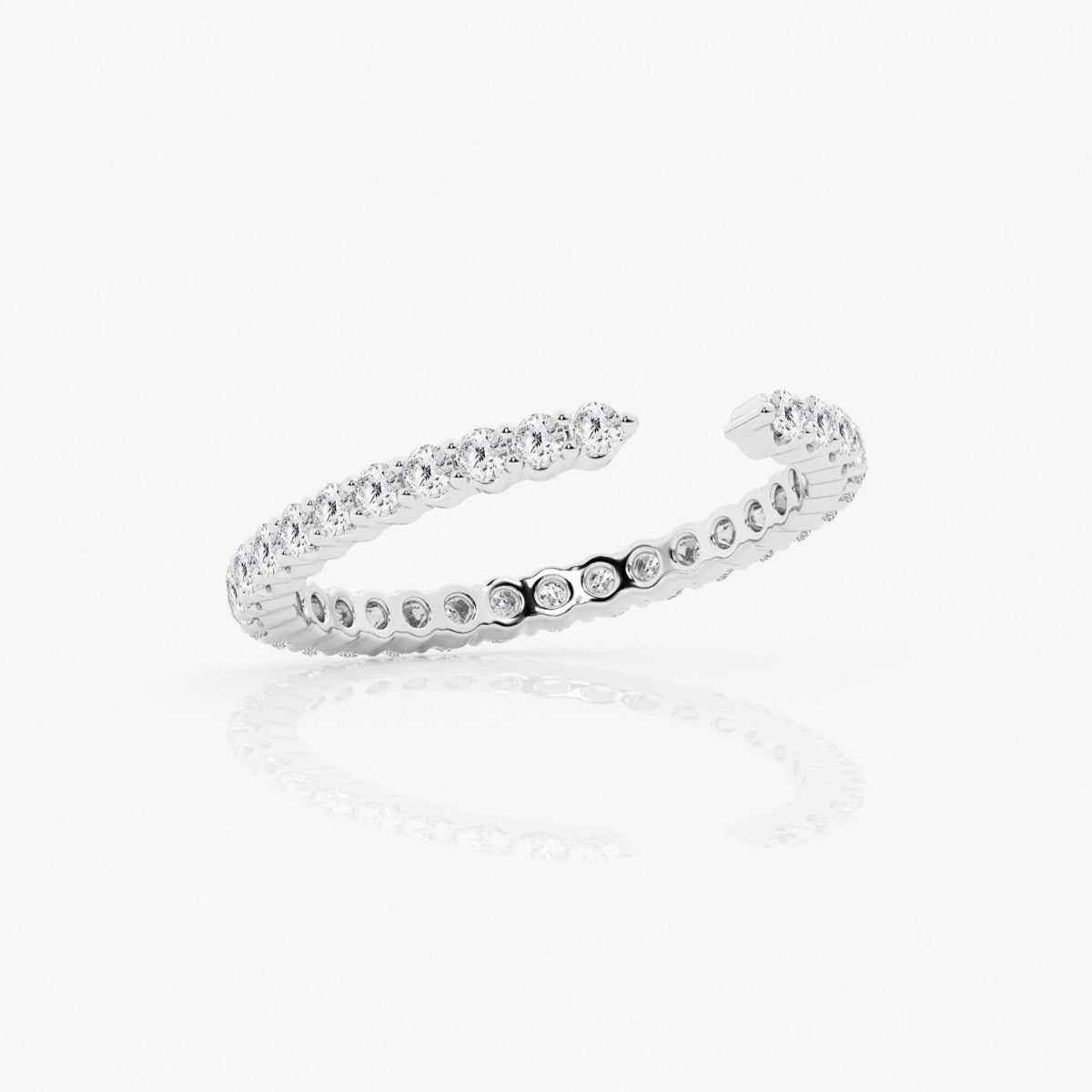 Round Moissanite Prong Set Open Wedding Band – view 2