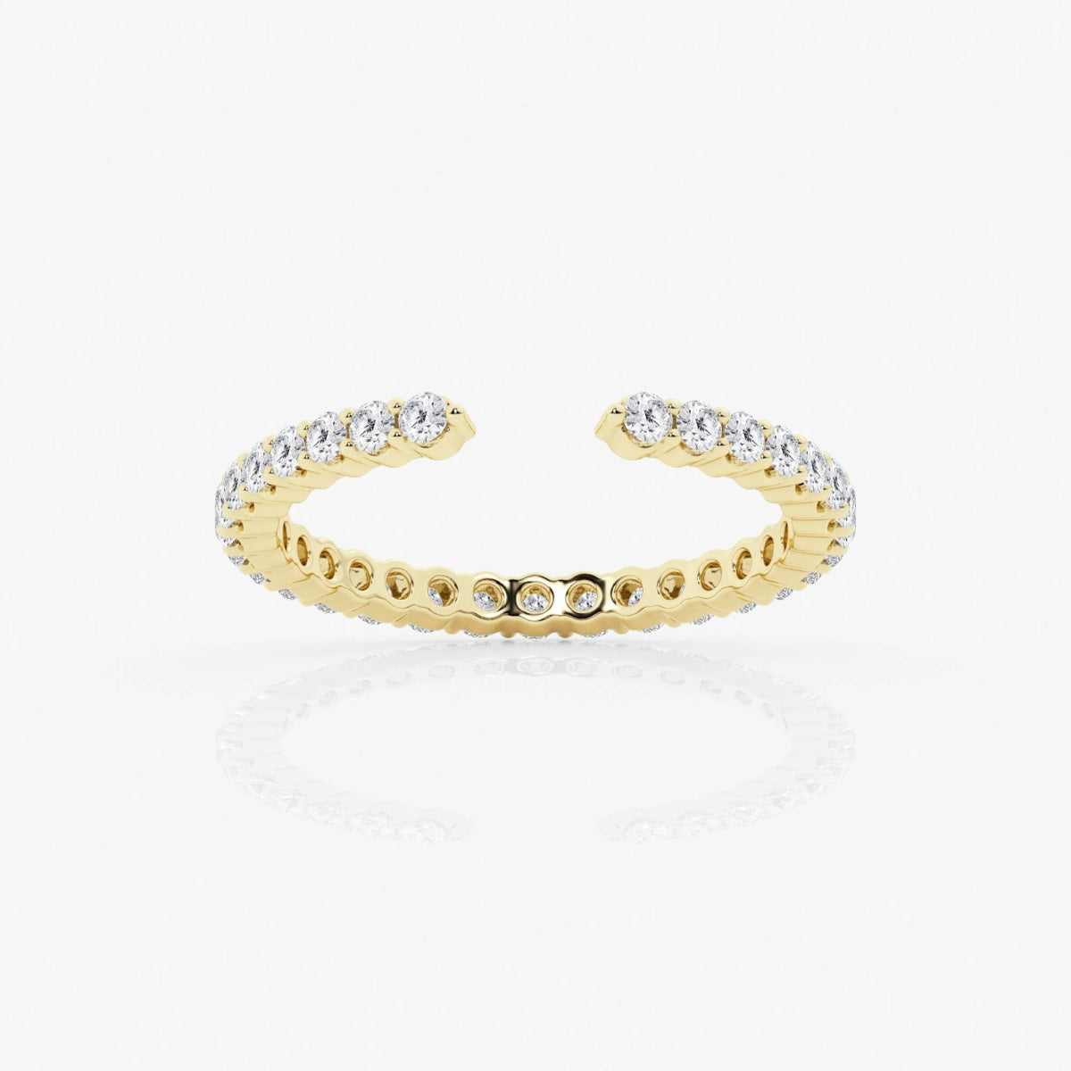 Round Moissanite Prong Set Open Wedding Band – view 3