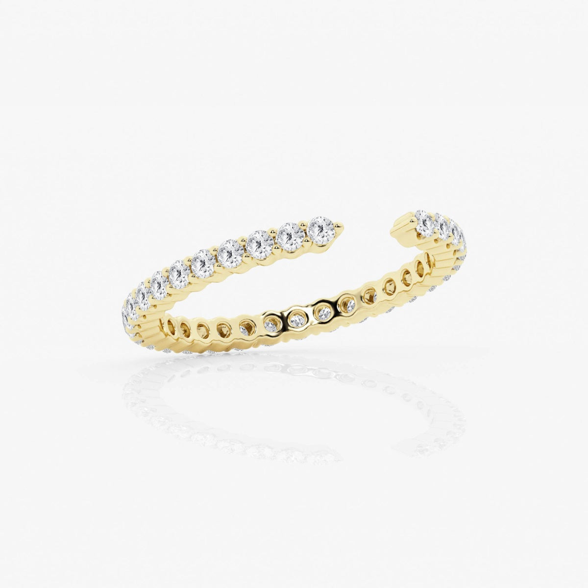 Round Moissanite Prong Set Open Wedding Band – view 4