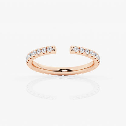 Round Moissanite French Pave Open Wedding Band
