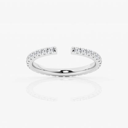 Round Moissanite French Pave Open Wedding Band