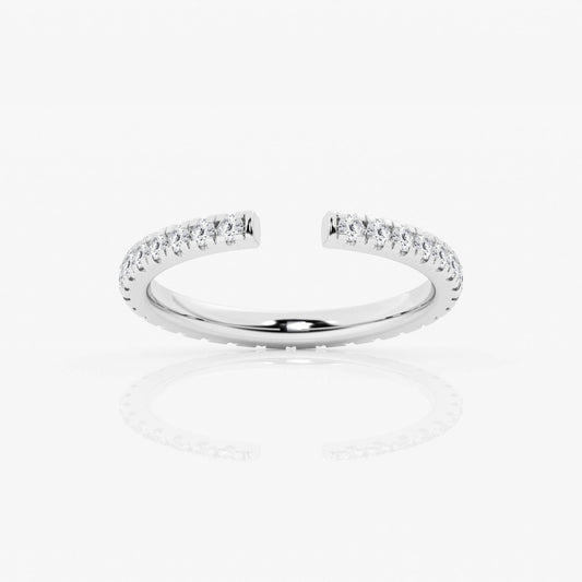 Round Moissanite French Pave Open Wedding Band
