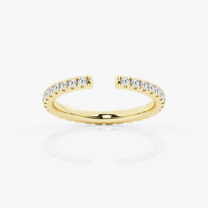 Round Moissanite French Pave Open Wedding Band