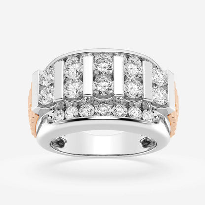 Round  Men's Floating Bar Wedding Band