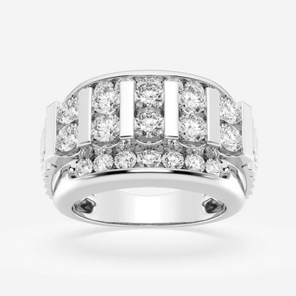 Round  Men's Floating Bar Wedding Band