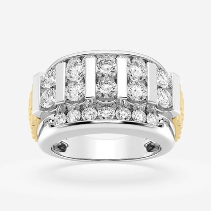Round  Men's Floating Bar Wedding Band