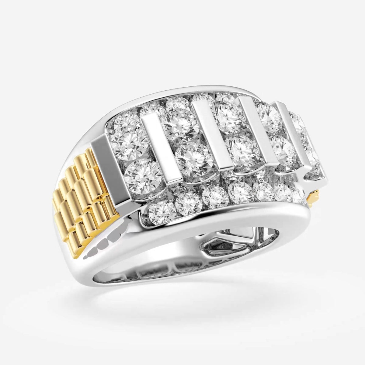 Round Men's Floating Bar Wedding Band